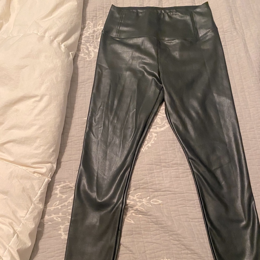High waisted faux leather leggings